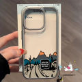 Trendy Brand Tag Cartoon Tulip Love Heart Graffiti Spider-Man Case Compatible for IPhone 11 12 15 14 13 Pro Max 7Plus XR X Xs Max 15 8 7 Plus SE 2020 Luxury Plating Lens Frame Case. 