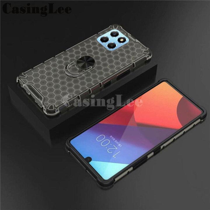 Phone Case Honor X6 Back Cover Clear Beehive Design Car Magicnet Air Cushion Magicnet Buckle Bracket Ring Transparent Casing for Honor X6 Cover Cases
