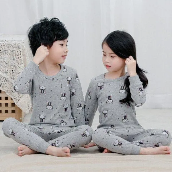 Kids Grey Jellyfish Printed Night Dress Jersey 1 to 10 years old Boys And Girls Suits Daraz.pk