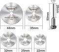 HSS Saw blades 6 pcs set For Metal & Dremel Wood cutting discs Drill Mandrel Cutoff Rotary Tools. 