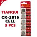TIANQIU CR 2016 Lithium 3V Battery Coin Button Cell for Wrist Watches Toys Remote – Pack of 5. 