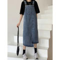 Women's dress Loose Large Size Denim Suspenders Vestidos Feminio All-match Sleeveless Square Collar Long Dresses Plus Size 5X. 