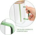 380ML Glass Cup with Wooden Lid and Straw-Clear Tall Coffee Mugs with Handle for Iced Coffee, Tea, Beverages-Aesthetic Cups. 