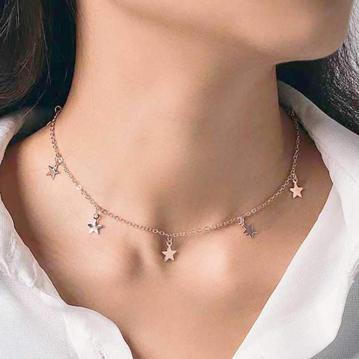 YANCHUN Star Necklace Gold Choker Necklace for Women Layered Necklaces for Teen Girls Aesthetic Necklace Gift for Teen Girl