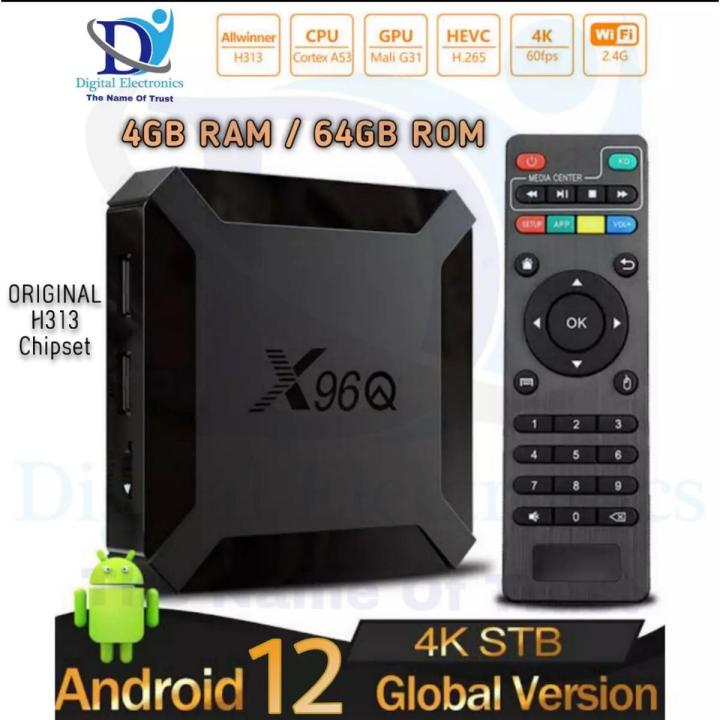 X96Q - 4GB / 64GB - Android 12 - Quad Core 4K Android Smart TV Box - Allwinner H313 Quad Core ARM Cortex A53 (Daraz Like New)