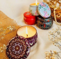 Scented Candle in Decorative Teapot Shaped Tin Box for Home Decor. 