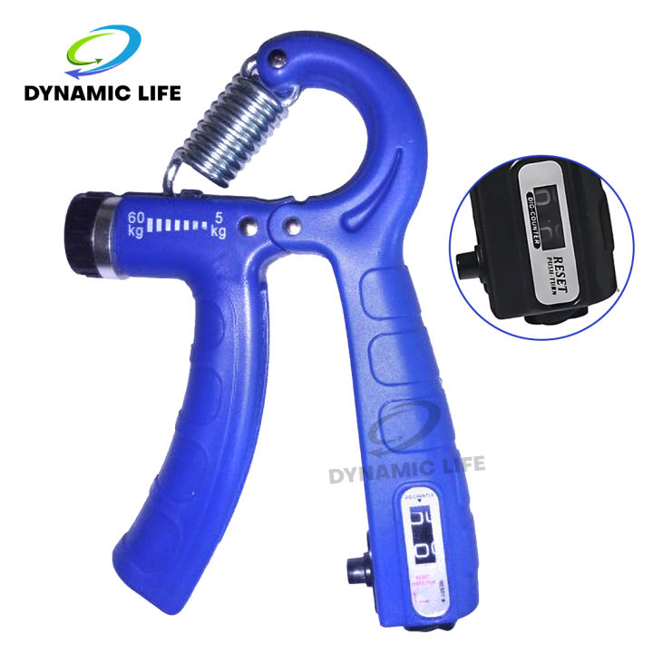 DYNAMIC LIFE Hand Grip with counter for Strength Training, Adjustable Resistance spring, Fingers Wrist Forearm Exerciser Workout Gear Home Fitness Gym Exercise Equipment