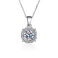 Live source: imitation silver necklace, moissanite pendant, women's love jewelry, niche and versatile clavicle chain, color-preserving titanium steel chain. 