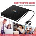 DB-01 Bag External Drive, Portable USB 3.0 and Type C CD DVD-RW Reader Player Burner for Windows, Win10/XP/Win 7/Win 8 Laptop, Mac. 
