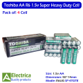 Orignal Toshiba AA R6 1.5v 4-Pcs Super Heavy Duty Cells for Clock Remote Toys etc. by Electrica. 
