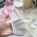 For Women Thin Summer New Solid Color Breathable Casual Crew Female Simple Trendy Basic Loose Soc Preppy Style. 