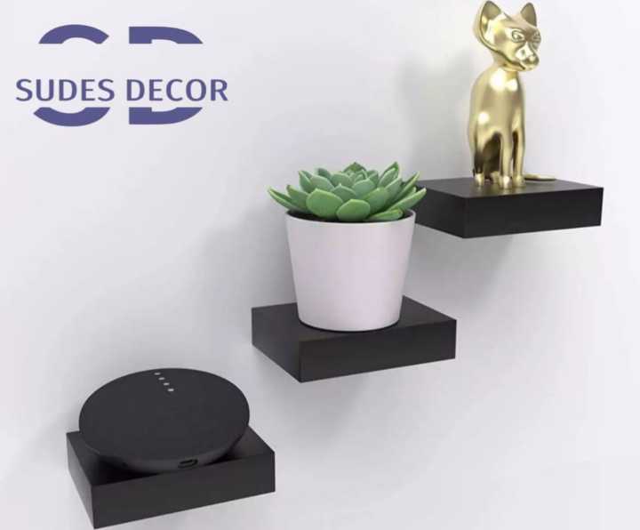 Floating Shelves, Wall Decor for Bedroom, Kitchen, Bathroom or Office Space, Set of 3 (Black)