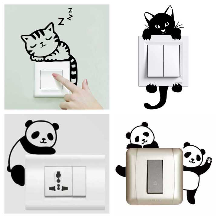SmileArt Pack of 4 Switchboard wall Stickers for Home Decoration ( Each order includes 4 different Switchboard stickers)