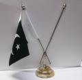 Table Flag Stand (Double) with 1 Pakistan Flag. 