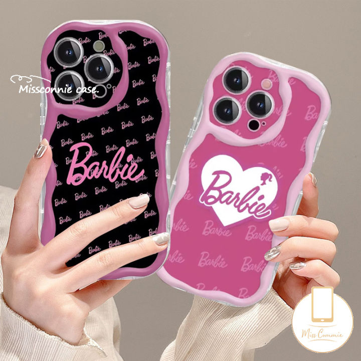 For Infinix Smart 6 7 5 6 Plus Hot 11 10 20 9 8 12 30 Play Hot 9 10Lite 8 30i TecnoSpark Note PRO 12 G96 GO2024 Graffiti Cool Black Pink Barbie English Letter Love Heart Wavy Curved Edge Soft Cover