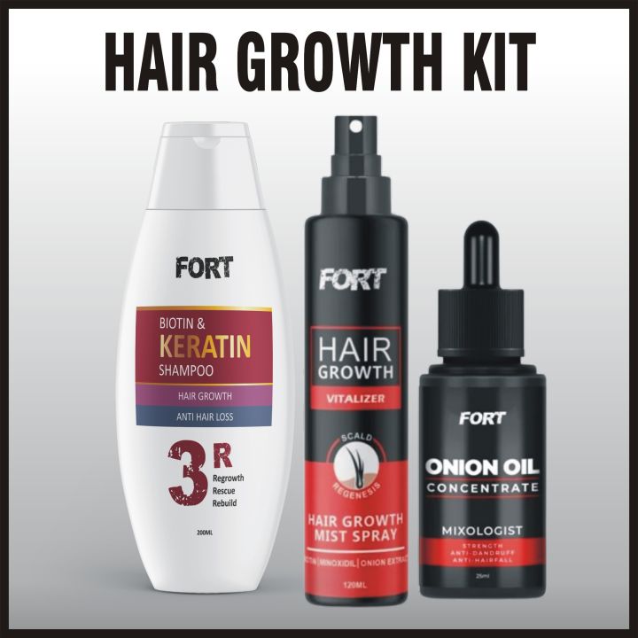 FORT Hair Growth Kit | Hair growth Oil , Hair Growth Shampoo , Hair Growth Vitalizer | Hair Care Products