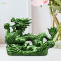 Wood Carved Chinese Dragon Statue Fengshui Ornament for Living Room Lifelike. 