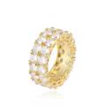 Wholesale Fashion Jewelry Gold Plated Iced Out Double Row Eternity Ring Double Row Eternity Bands Ring 2 Row Eternity Band Ring. 