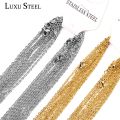 LUXUSTEEL Gold Chain Necklaces 10pcs/lot 2mm/1mm Stainless Steel  Rolo O Link Cuban Chain tennis Necklace Pendants Women Men. 