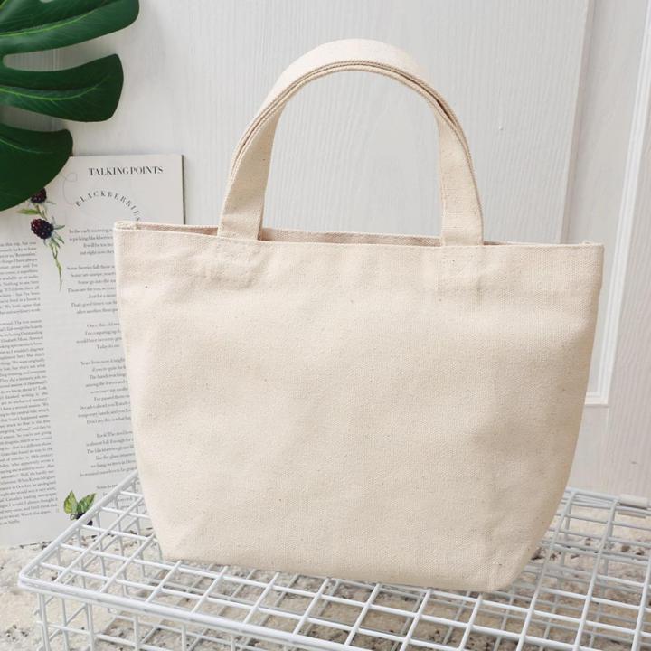 Japanese simple original ecological cotton canvas tote bag small solid color hand bag lunch box bag lunch bag lunch bag