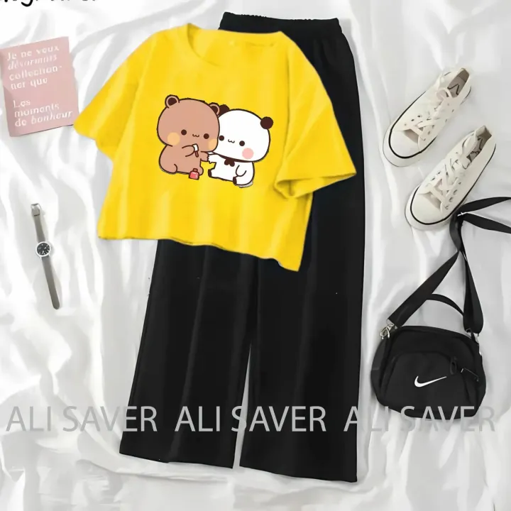 Dudu%20Bubu%20Crop%20Top%20Suits%20For%20Women%20And%20Girls%20Short%20Sleeve%20Tee%20and%20Black%20Flapper%20-%20Image%203