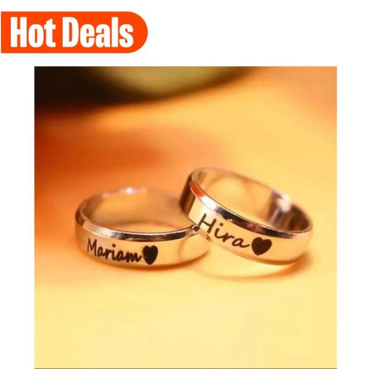 CUSTOMIZED SINGLE NAME RING WITH GIFT BOX PACKING (PERFECT GIFT TO SEND YOUR WIFE , HUSBAND , FIANCE OR ANY ONE)