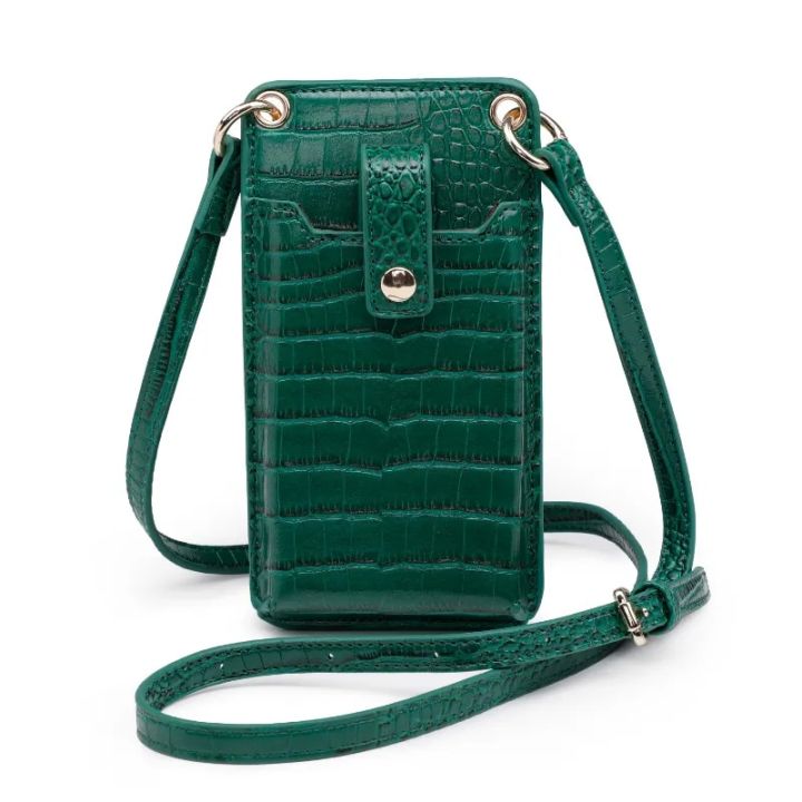 【happy one】Women Green Crocodile Pattern Leather Pouch Bag with Card Summer Phone Bag 6 Colors Ladies wallet