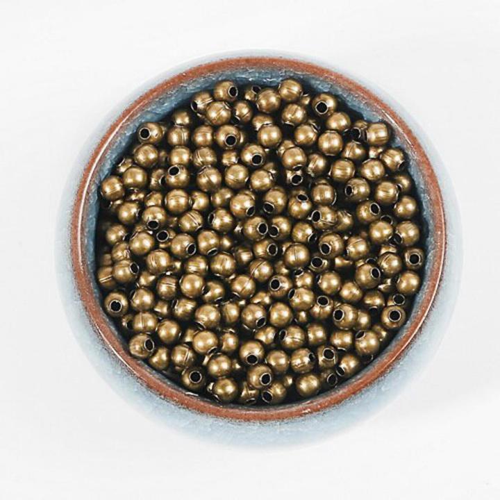 Diameter 2.4/3.2/4.0mm Gold/Silver/Bronze Tone Metal Beads Smooth Ball Seed Spacer Beads For Jewelry Making