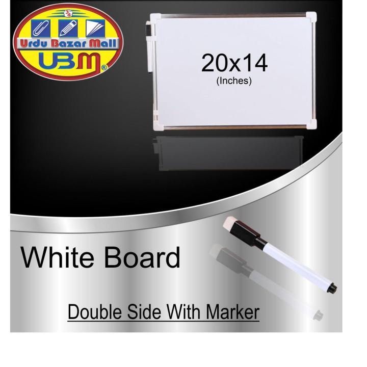 White Board Double Sided with Marker, 20x14 Inches White Board Double Sided , Office School Home Double Sided White Board