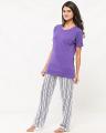 Pack of 2 -Purple Tshirt + Printed Pajama For Women. 