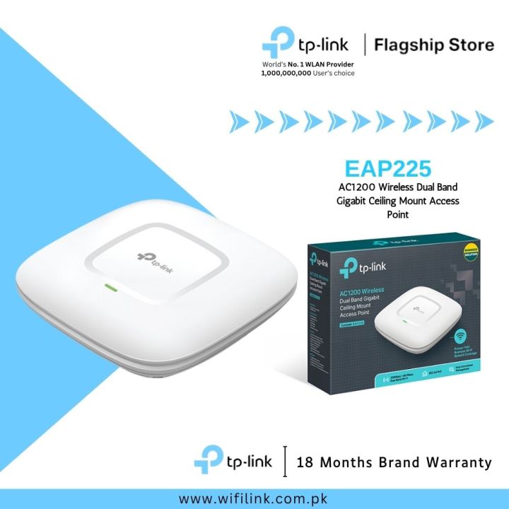 TP-Link Access Point Dual Band Gigabit Ceiling Mount EAP225 AC1200 Wireless Dual Band Gigabit Ceiling Mount Access Point - 18 Months Brand Warranty
