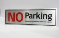 NO PARKING  Plate - (18cm x 5cm) Aluminium Sign Plate (Mirror OR Glass Mountable Name Plate) - 1 Piece. 