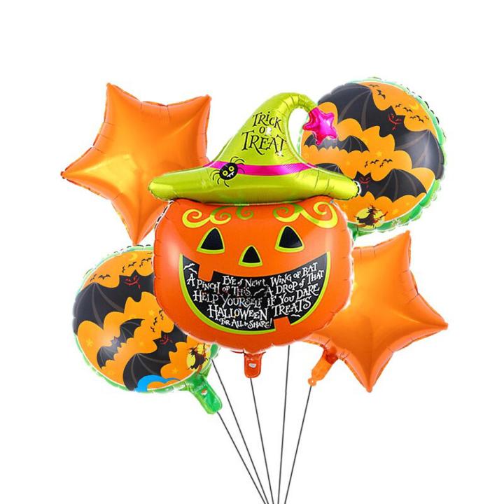5pcs Halloween Balloons Pumpkin Ghost Bat Foil Balloon 18inch Star Round Helium Globos Halloween Birthday Party Decortion Ball