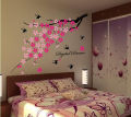 Flowers Wall Sticker Pink Birds DIY Wall Decor For Home/Office Colorful PVC Wall Paper Removeable Wall Decal. 