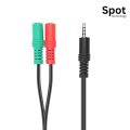 Spot - Audio Adapter Cable 3.5 Jack 4 Pin Male to 2 x Jack 3.5 3 Pin Female 3.5mm Headphone Mic Audio Y Splitter Cable 1 Female to Dual Male Black 20cm. 