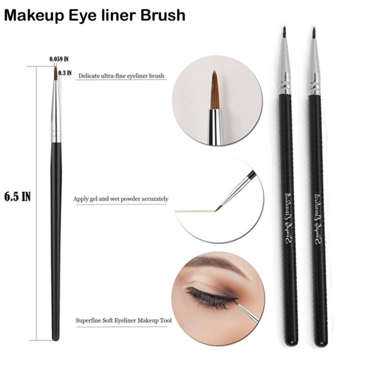 2 pc - Thin Precision Eye Liner Makeup Brushes - Fine Point Eyeliner Brush - Synthetic Bristles Eye Makeup Tool