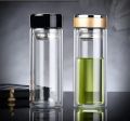 Techmanistan 500ml Double Wall Glass Tumbler, Coffee Tumbler, Hot & Cold Coffee Cup With Strainer & Lid, Double Layer Transparent Tumbler Drinking Cup Bottle. 