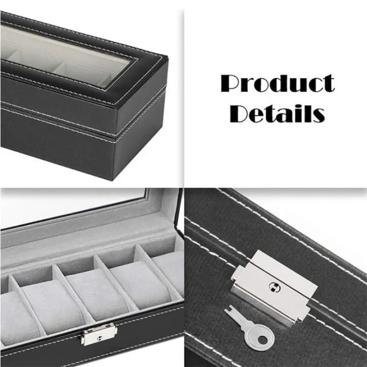 MyleCart%206%20Grids%20PU%20Leather%20Watch%20Box%20Holder%20Organizer%20Storage%20Box%20for%20Watches,%20Necklace,%20Bracelets%20-%20Image%206