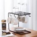 6 Hooks coffee cups rack in black,Metal Drying cups n saucer rack, Dining Table Stand Home and Kitchen Accessories. 