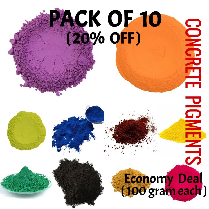 Roohan Trading - Pack of 10 Concrete Pigments - White Cement and Plaster of Paris Color for Gardening Pots and DIY Art & Craft Projects