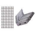 16 pcs Equerre de Coin - 40mmx40mm 90 Degree Right Angle Fastening Plugs Stainless Steel L Corner Shaped Braces with 64pcs Screws Accolade Corner Steel Gasket (Silver). 