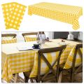 2 Pack Yellow and White Gingham Pattern Yellow and White Gingham Tablecloth 54 X 108 Inches Rectangle Desktop Decoration Plastics Waterproof & Wrinkle Checkered Background Disposable Plastic Tablecloth For Birthday Party. 