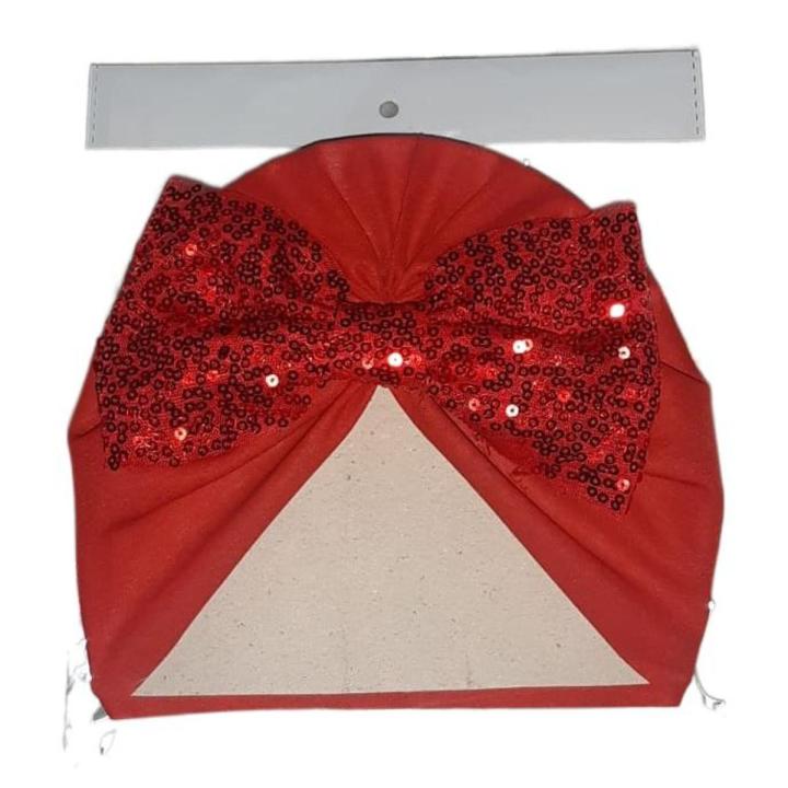 New Baby Turban Hat Bow Knotted Hats- Red