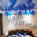 Happy Birthday Silver with Blue & Black Balloons Theme Set For Birthday Decoration and Celebrations. 