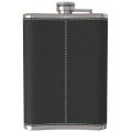 Pocket Hip Flask 8 Oz with Funnel Stainless Steel with Black Leather Wrapped Cover and Leak Proof - Fits any Suit for Discrete Liquor Drinking. 