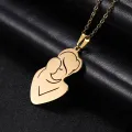 Mom Dad Baby Pendant Mother Day Necklace Gold Color Stainless Steel Chain Jewelry For Women Wife Maternal Family Charm Love Gift. 