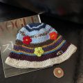 INS Korean Retro Flower Crochet Bucket Hat for Women Handmade Knitted Hollow Basin Hat Ladies Spring Summer Sunscreen Sun Hat. 