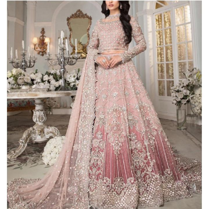 Luxury Heavy Embroidered Net Wedding Maxi Dress - 5000+ Handwork Pearls, Design CHI-724