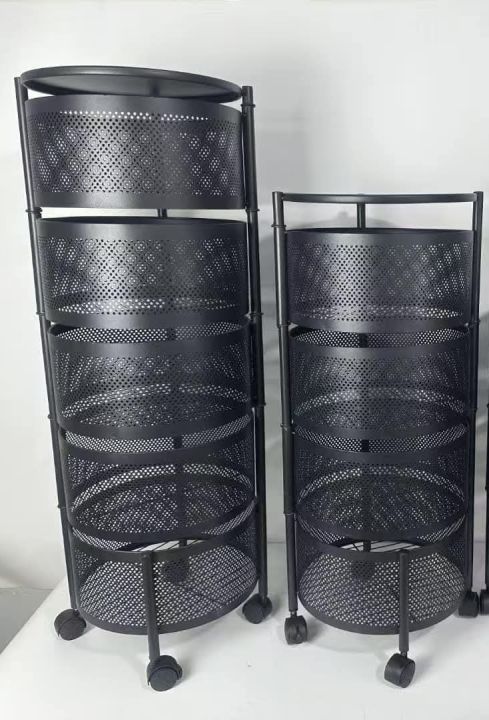 Vegetable%20Rack%20%20With%20Wheels%20360%20Degree%20Rotatable%20-%20kitchen%20Storage%20Rack%20%7C%20Foldable%20Rack%20With%20Wheels%204/5%20Layer's%20Round%20&%20Square%20%7C%20Black%20-%20Image%205