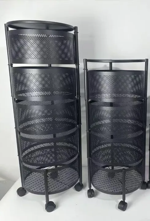 Vegetable%20Rack%20%20With%20Wheels%20360%20Degree%20Rotatable%20-%20kitchen%20Storage%20Rack%20%7C%20Foldable%20Rack%20With%20Wheels%204/5%20Layer's%20Round%20&%20Square%20%7C%20Black%20-%20Image%205